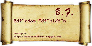 Bárdos Fábián névjegykártya
